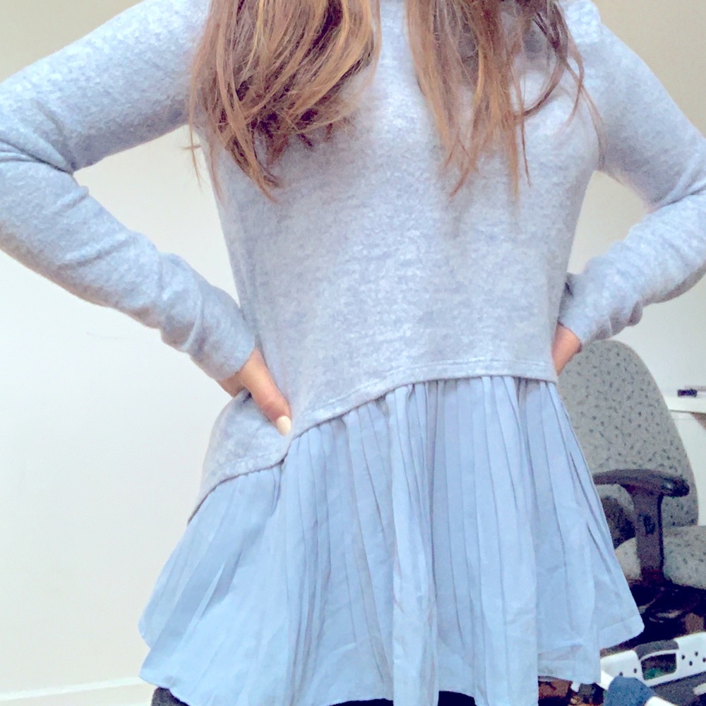 Lauren Conrad blue/gray sweater with ruffle front